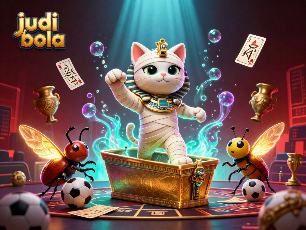 Engage in judi bola action with a vibrant scene of sports betting elements and characters in a dynamic casino