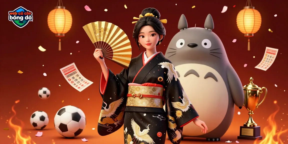Engage with web cá cược bóng đá featuring a dynamic 3D illustration of sports betting, showcasing Asian characters and vibrant elements.