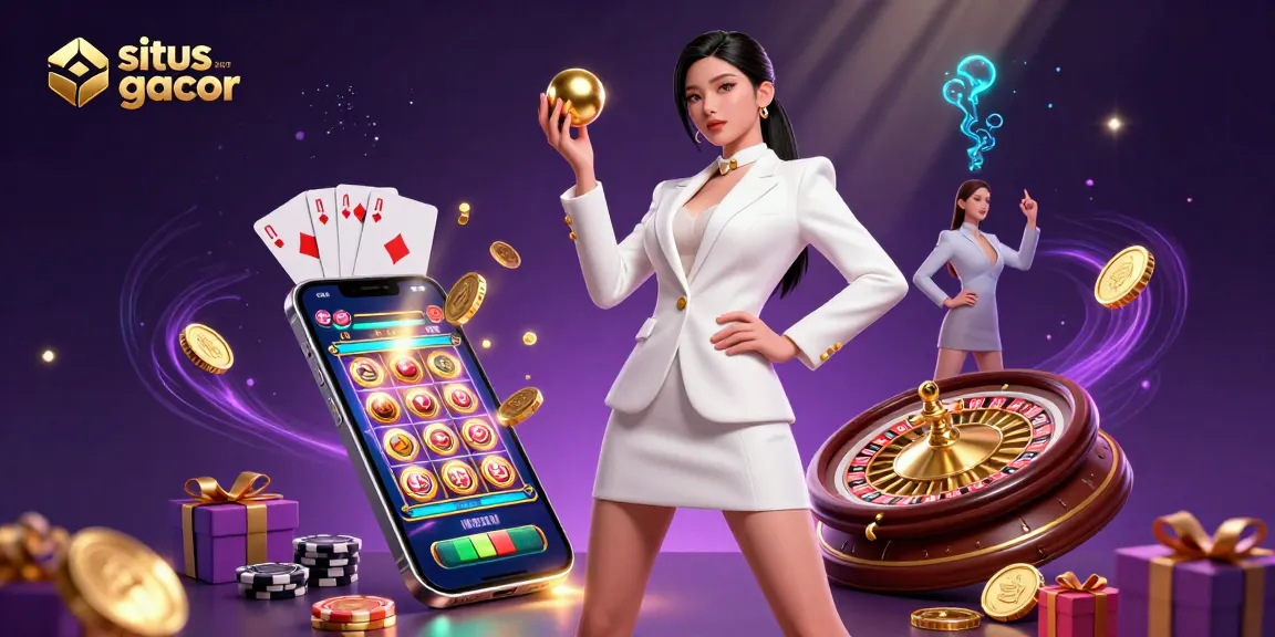 Experience thrilling gameplay with situs slot gacor, featuring a confident woman in a luxurious casino setting.