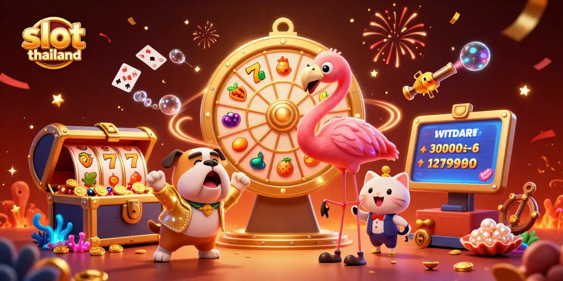 Kemenangan besar dalam slot thailand di layar penuh dengan simbol buah dan jackpot.