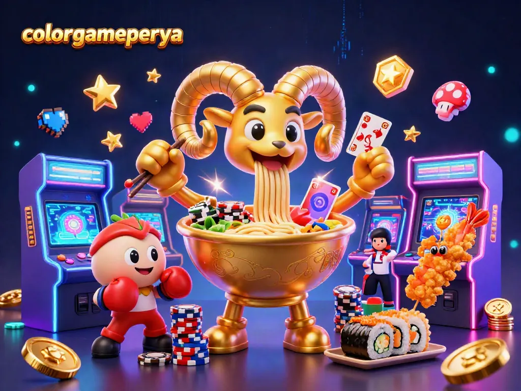 Engage with colorgameperya in this vibrant 3D illustration of unique gambling excitement.