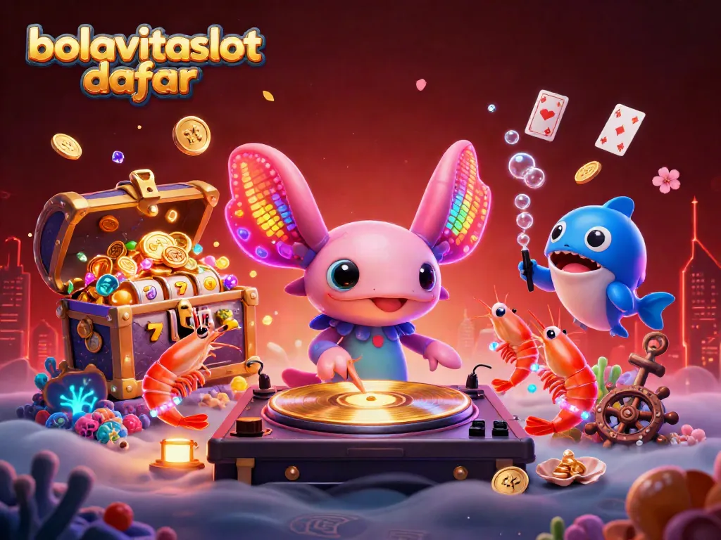 Experience the excitement at bolavitaslot daftar with a vibrant underwater casino scene featuring dancing characters and slot elements.