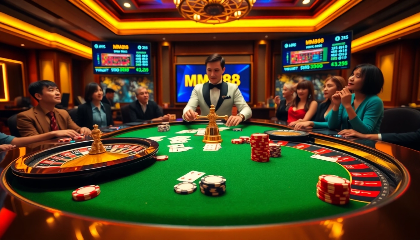 Experience the thrill of MM888 gaming action at a luxurious casino table.