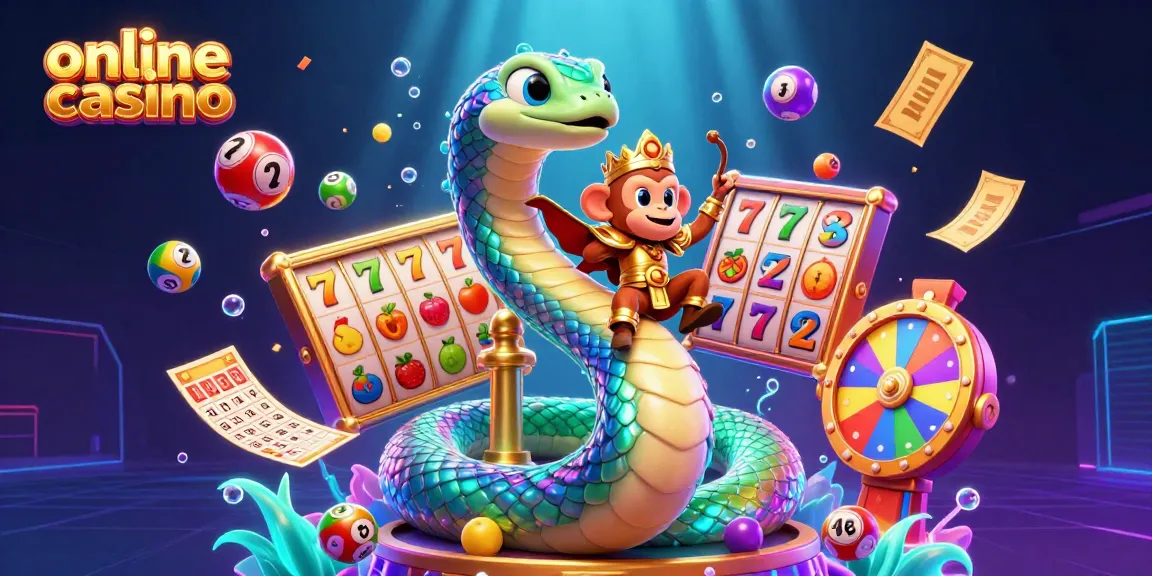 Engage with the colorful online casino scene featuring lively characters and dynamic gaming elements.
