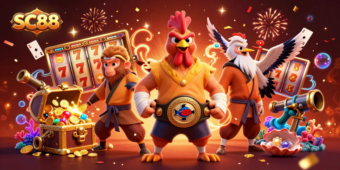 SC88 showcases thrilling jackpot action with vibrant characters and dynamic casino elements.