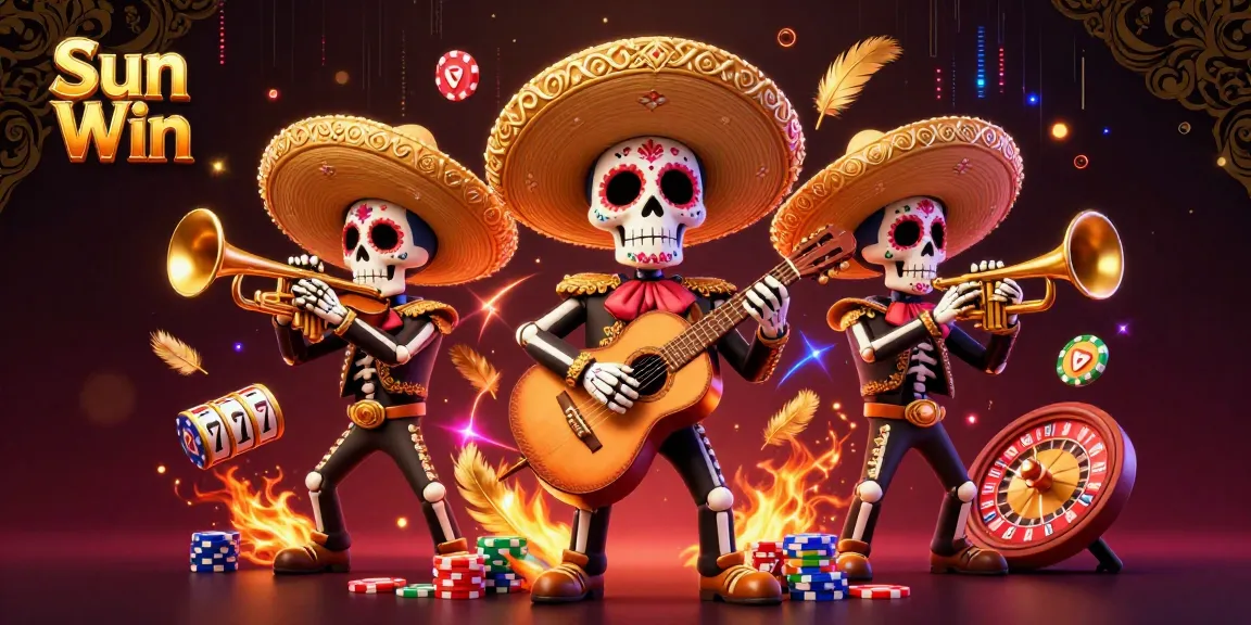 Spin and win big with Sun Win as a mariachi band plays in an exciting casino setting.