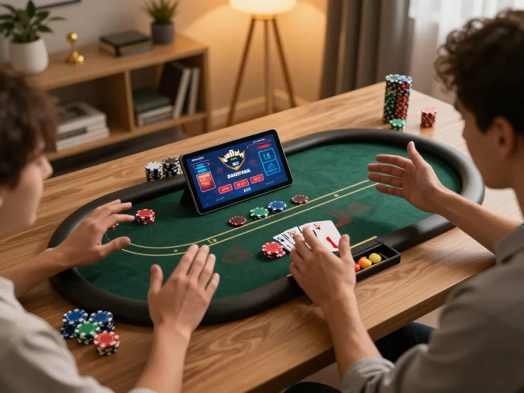 Experience poker excitement online at OK789 with a vibrant gaming setup and engaging atmosphere.