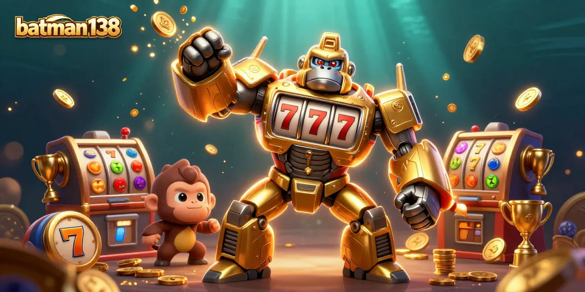 Menangkan permainan slot dengan batman138, gorila emas mech dan simbol lucky 7 yang menarik.