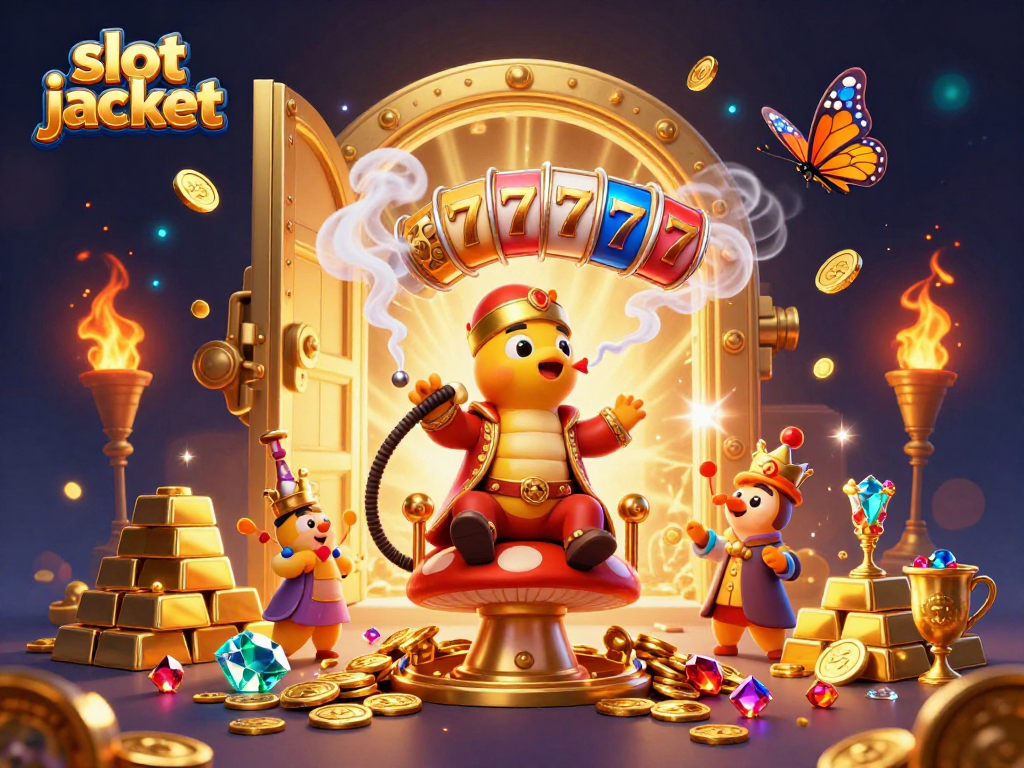 Experience the thrill of slot jackpot excitement with vibrant visuals and magical elements in this captivating illustration.