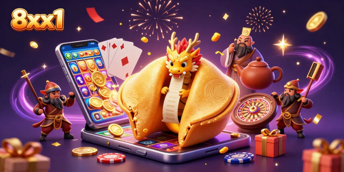 Play exciting games at 8xx1 casino with vibrant characters and gold-themed visuals.