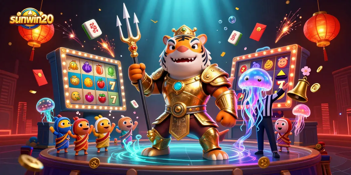 Experience the thrill of sunwin20 with a vibrant underwater casino scene featuring a fierce tiger shark.