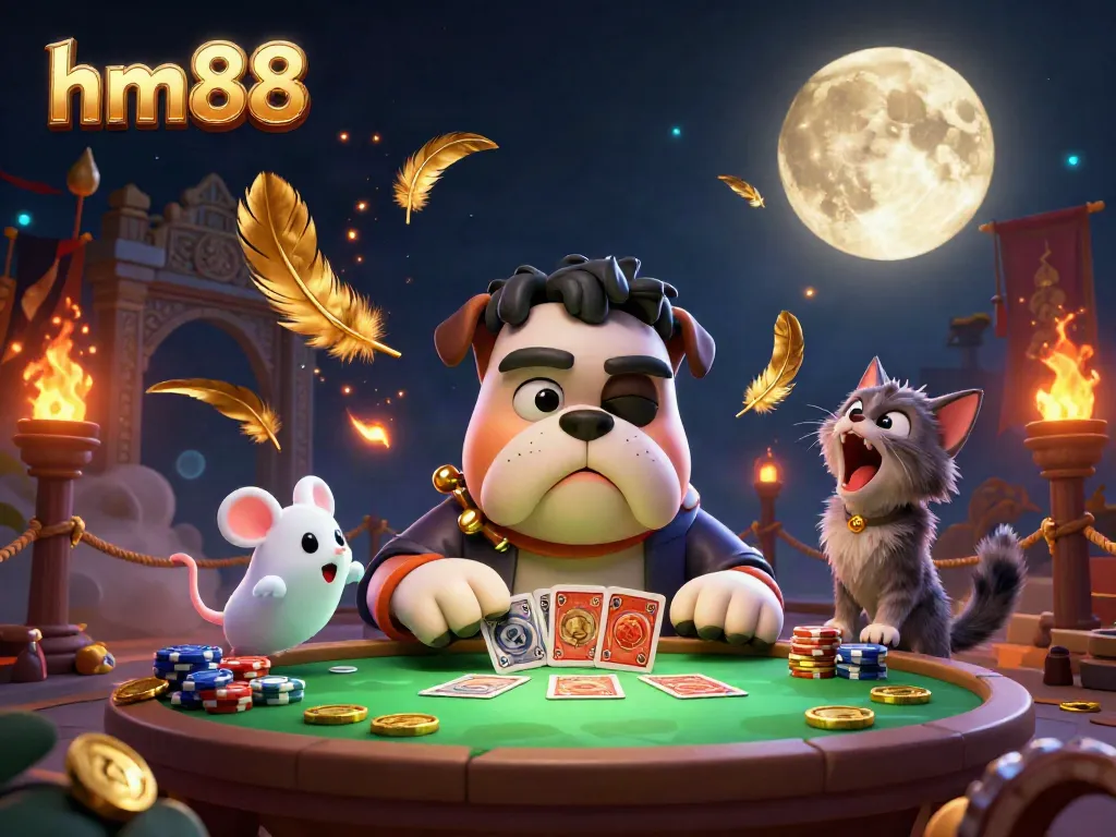 Experience thrilling card games at hm88 with a lively 3D monster dealer and enchanting casino atmosphere.