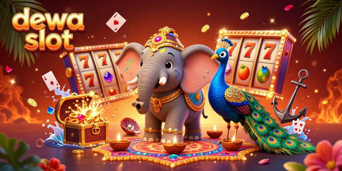 Dive into excitement with dewa slot, featuring a colorful Diwali-themed elephant amidst vibrant casino elements.
