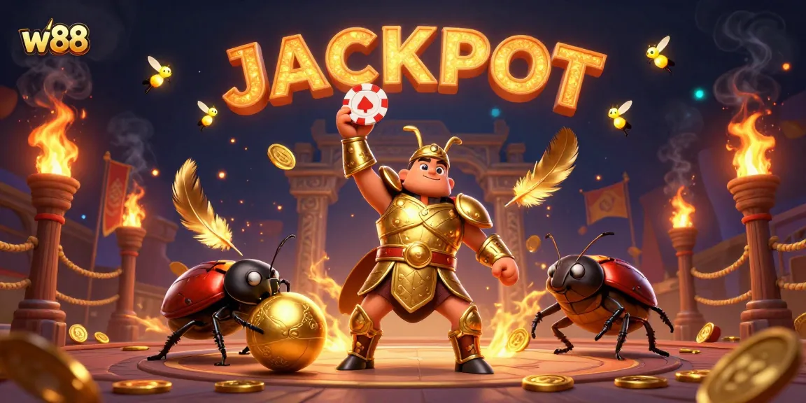 w88 tham gia cá cược sống động với bọ hung trong đấu trường casino ánh sáng rực rỡ