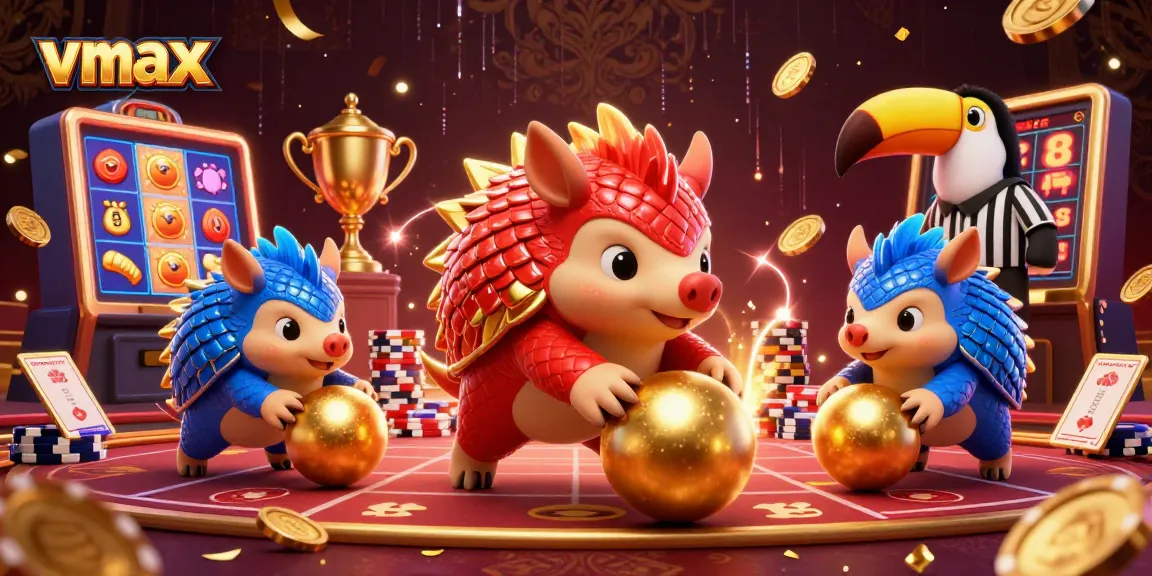 Experience exciting vmax gameplay with rival pangolins rolling through golden jackpots and poker chips