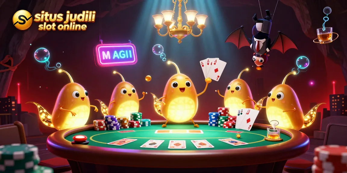 Melihat gambar situs judi slot online dengan glowworms menerangi kasino gua dan dealer kelelawar.