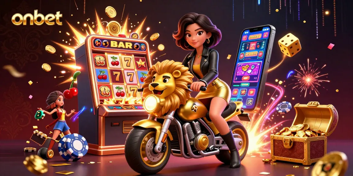 Experience the excitement of onbet casino with a glamorous scene featuring vibrant gaming elements and dynamic action.