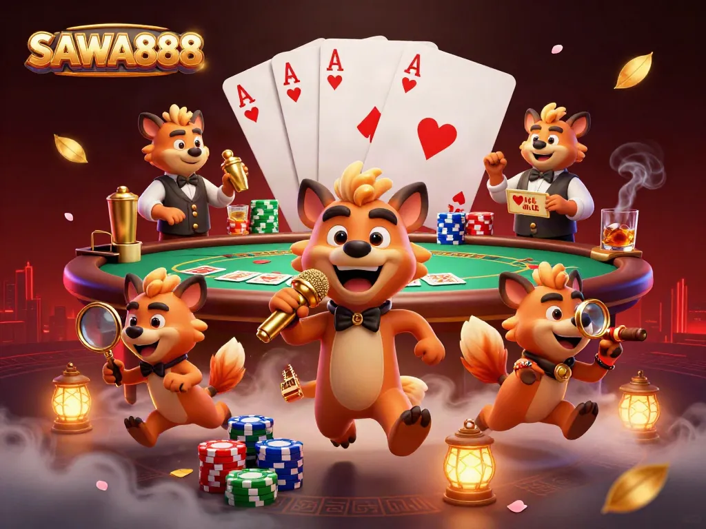 Experience thrilling laughter at SAWA888's comedy casino with lively hyenas.