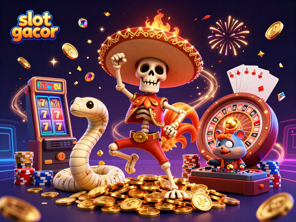 Spin to win with slot gacor in a vibrant casino scene showcasing luck and celebration.