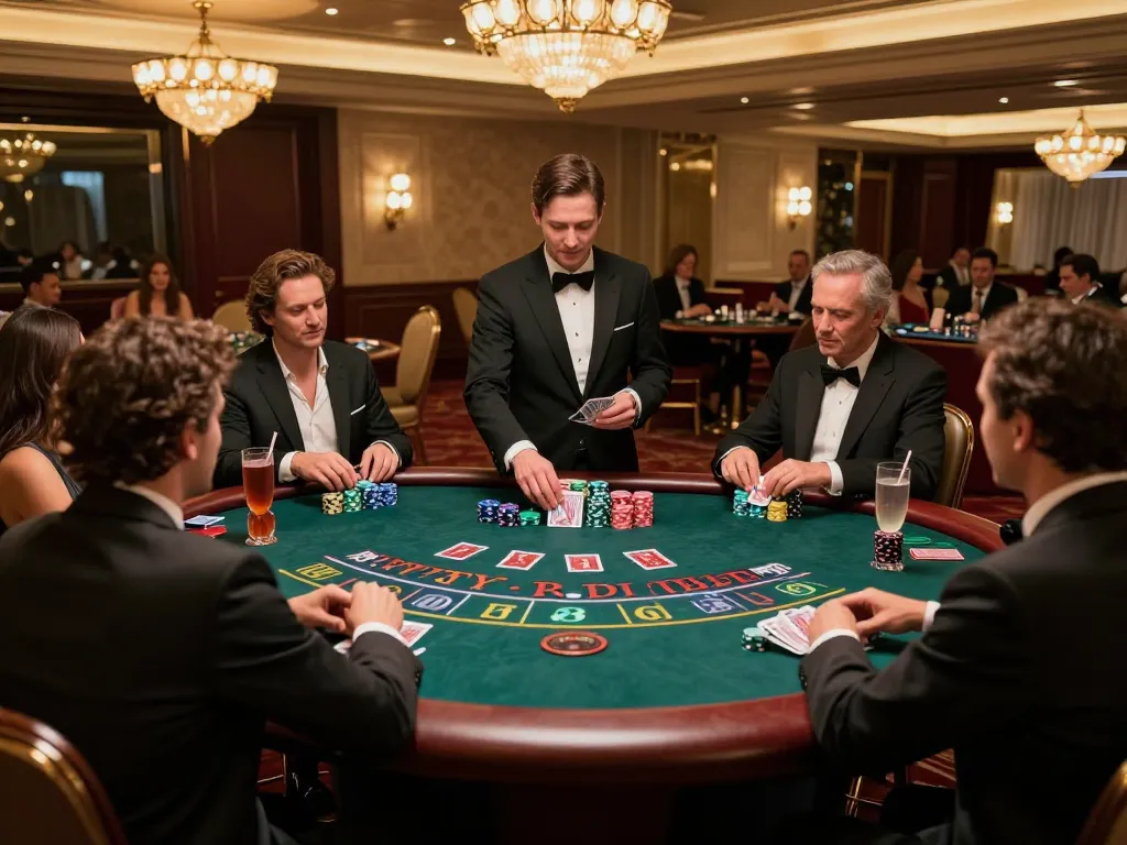 SC88 players engaged in high-stakes blackjack game in luxurious casino setting