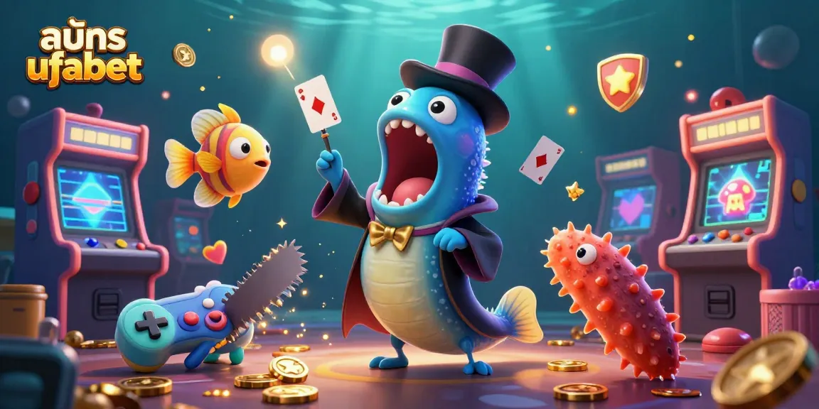 Engage in สมัคร ufabet with a vibrant underwater casino themed illustration featuring colorful elements.
