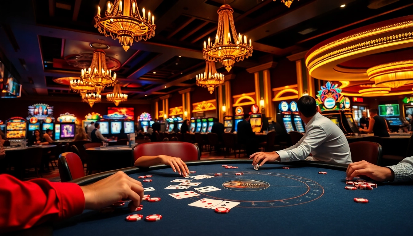 Arus hoki sedang mengalir dalam permainan poker di kasino yang ramai.