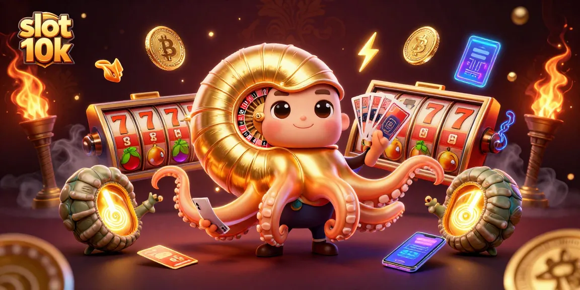 Spin big with slot 10k reels featuring a giant nautilus roulette in an exciting casino scene.
