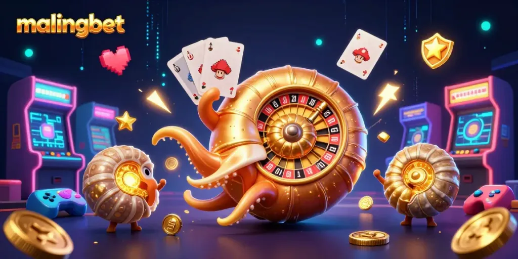 Menangkan dengan malingbet: Nautilus raksasa berputar di belakang mesin slot berkilau.