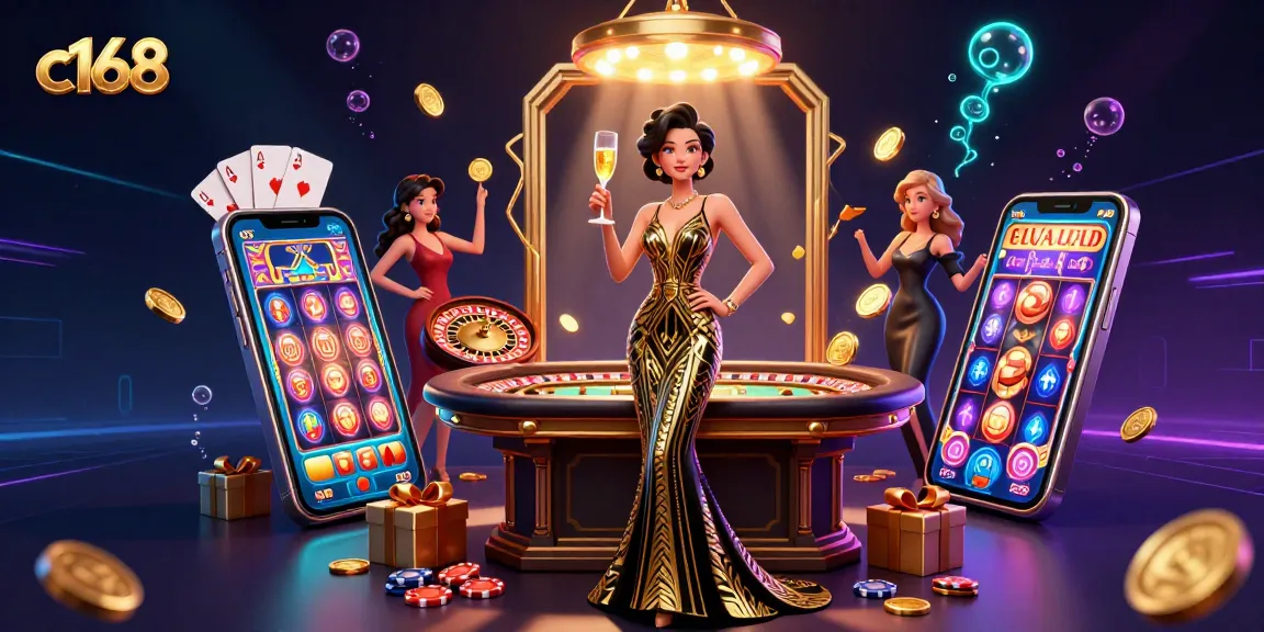 Experience c168 extraordinary casino atmosphere with glamorous gaming elements and vibrant details.