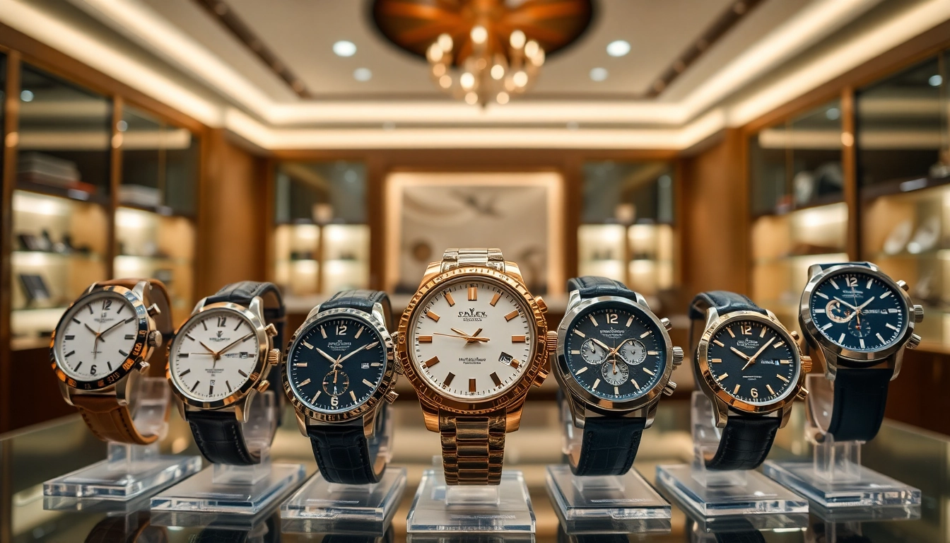 Showcasing stunning replica watches in a luxurious boutique setting, emphasizing intricate details and quality craftsmanship.