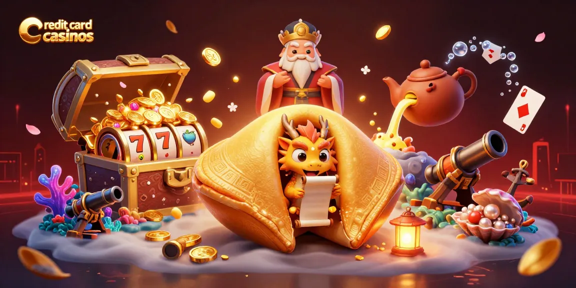 Experience fun at credit card casinos with a vibrant 3D illustration showcasing gaming excitement.