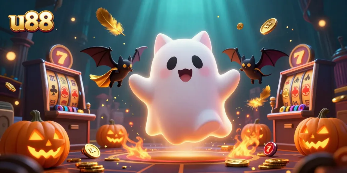 Experience thrilling gameplay at u88 with a friendly ghost cat and poker jack-o-lanterns.