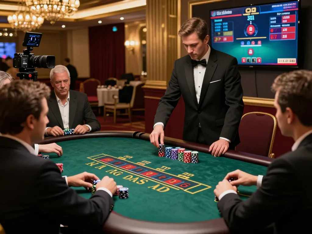Engaging live baccarat table scene showcasing free credit baccarat gameplay with players and dealer.