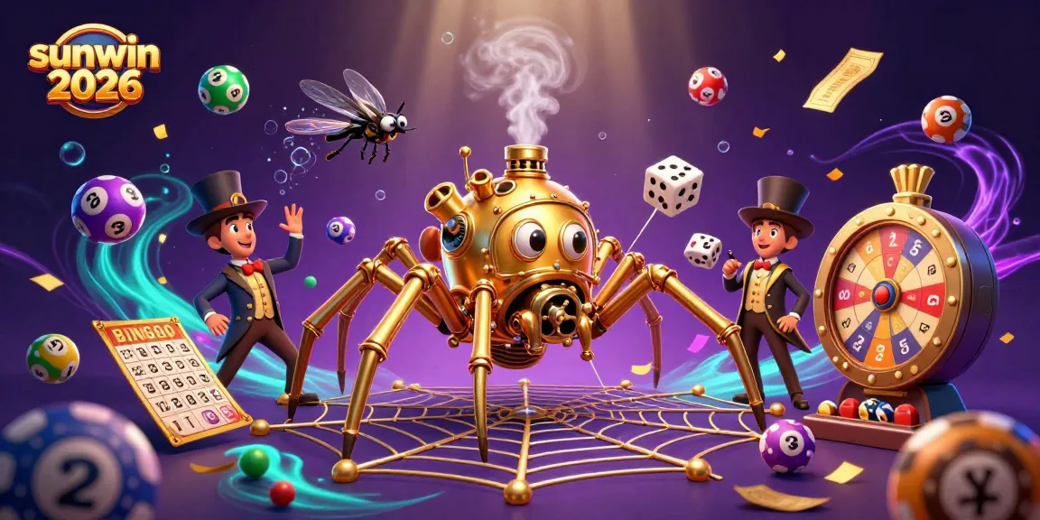Experience the thrill of sunwin 2026 with an energetic scene featuring a golden spider and dynamic gaming elements.