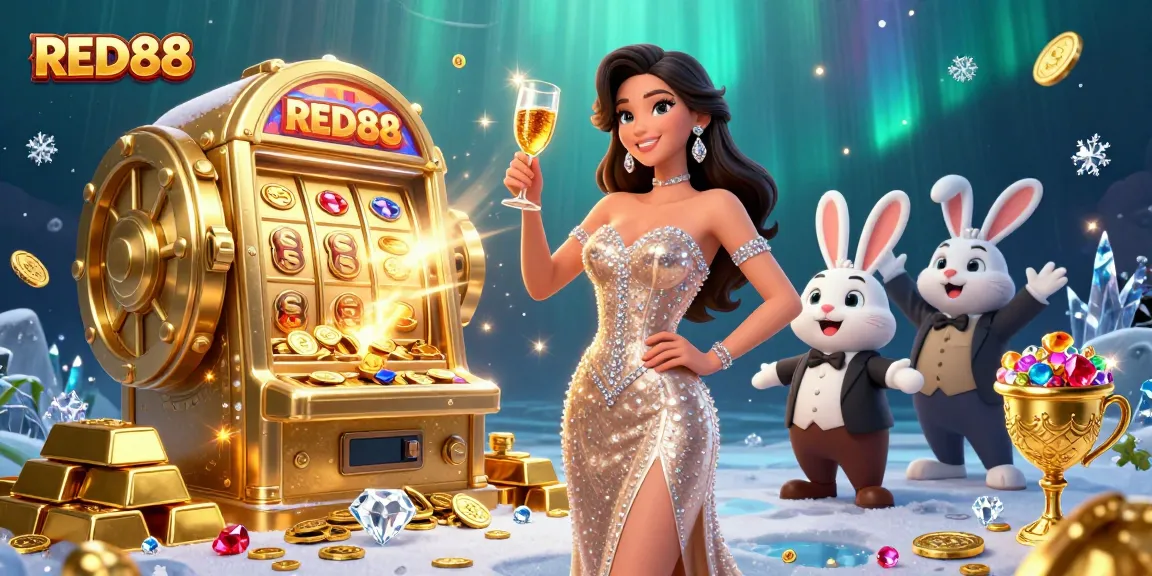 Experience the thrilling excitement of RED88’s jackpot with overflowing coins and vibrant visuals.