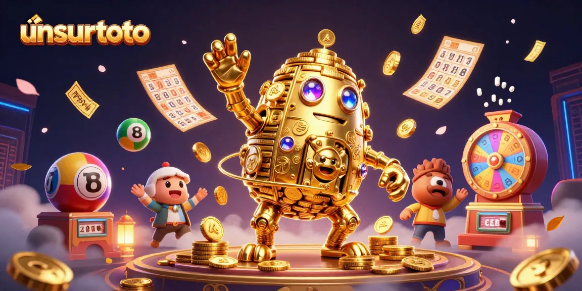 Win with Unsurtoto's dynamic lottery scene featuring a golden golem in action.