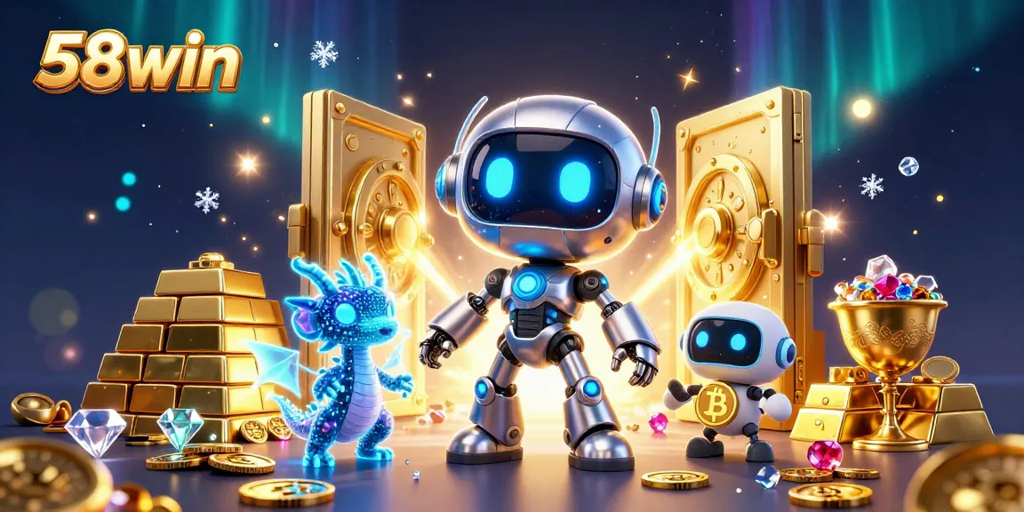 Engage with 58win's exhilarating online casino experience amidst treasures and holographic delights.