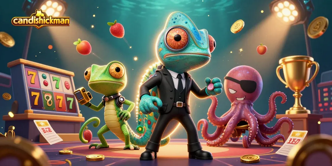 Experience dynamic gameplay with candishickman featuring a secret agent chameleon and thrilling slot elements.