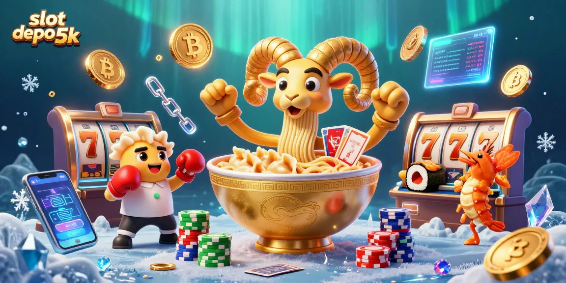 Experience the thrill of slot depo 5k with engaging characters in a vibrant casino scene.