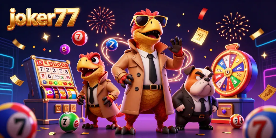 Experience thrilling gaming action with joker77 featuring cartoon raptors in a trench coat entering a VIP casino