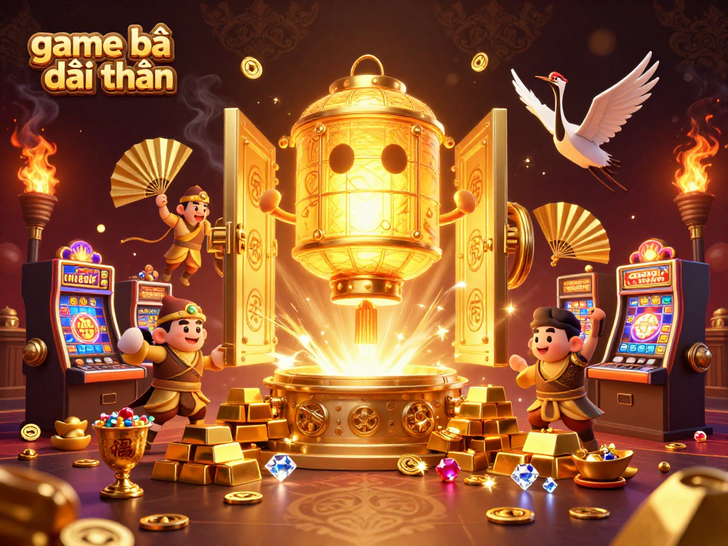 Engage with the game bài đổi thưởng featuring golden lanterns and an enticing casino scene.