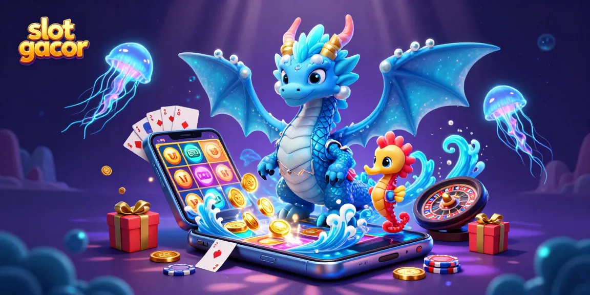 Experience thrilling slot gacor adventures with mythical creatures amidst vibrant casino elements.