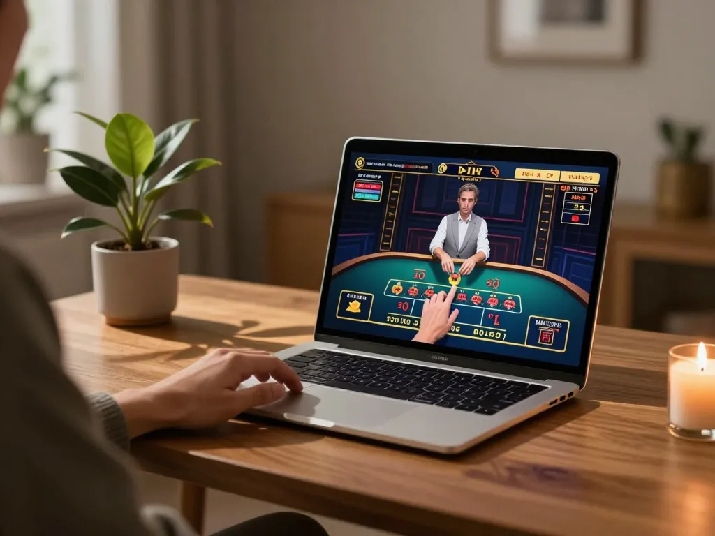 Engaging with nhacaiuytin platform through an online casino setup, highlighting strategic gameplay