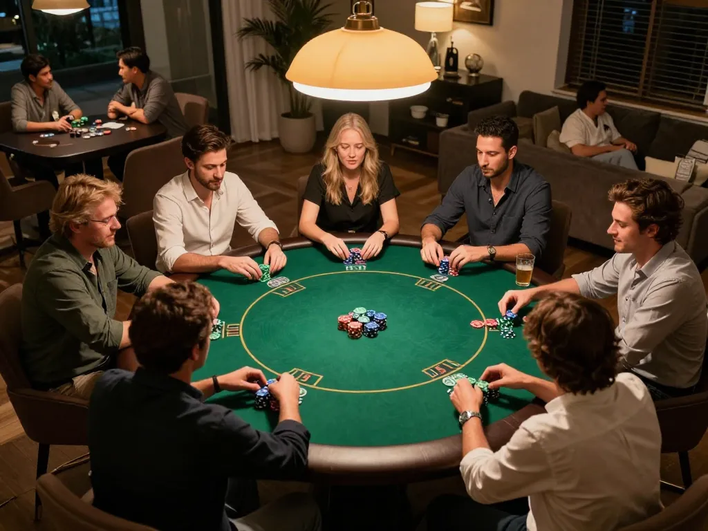 Bong88 poker night with friends focusing on strategic gameplay and fun atmosphere.