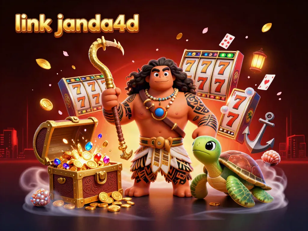Menangkan permainan di link janda4d dengan ilustrasi 3D yang menampilkan dewa setengah Polinesia yang beraksi.