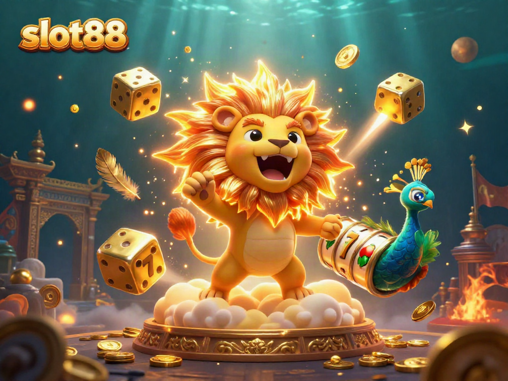 Experience the thrill of slot88 with a vibrant 3D illustration showcasing dynamic gameplay elements.