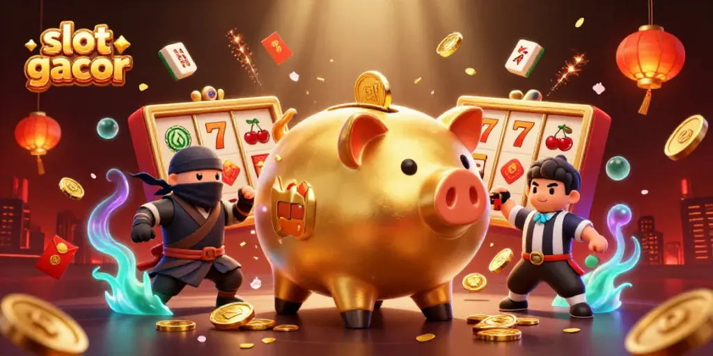 Experience thrilling slot gacor action with cartoon characters in a dynamic casino scene.