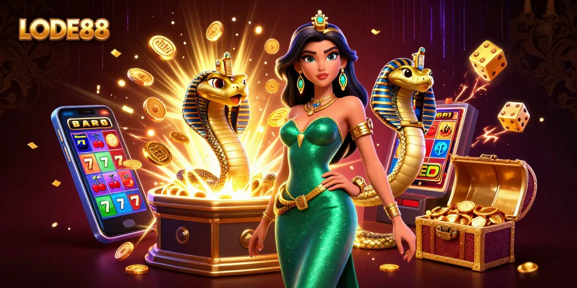 Engage in thrilling gameplay with LODE88's stunning jackpot scene featuring rich 3D casino elements.