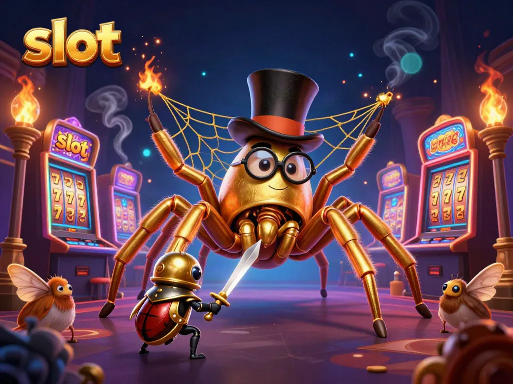 Exciting slot-themed scene with characters intertwined in a casino setting.