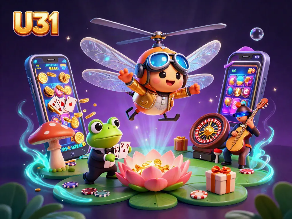 Play exciting U31 casino games with a dragonfly pilot, a frog croupier, and jazz musicians.